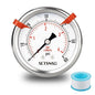0 to 60 Psi Pressure Gauge, Glycerin Liquid Filled, 2.5 inch Dial, 1/4" NPT Back Mount, Stainless Steel Case, for Swimming Pool Sand Filter, Water Pump, Regulator, Air, Oil, Low Pressure Test