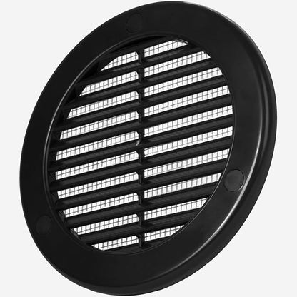 Vent Systems 4" Inch (Opening Dimensions) - Pack of 2 - Black Soffit Vent Cover - Plastic Round Air Vent Grille - Built-in Mesh Screen - HVAC Register Louver for Bathroom, Home, Kitchen