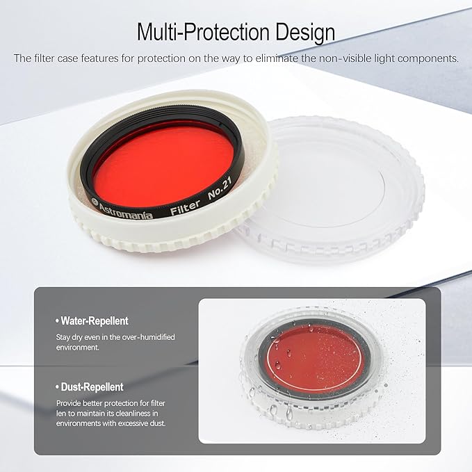 Astromania Telescope Filter, 2 Inches Planetary Filter for Astronomy Telescope Eyepiece, Color Filter for Enhancing Contrast in Lunar Planetary Observation - #21 Orange