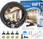 Pre-Assembled Misters for Outside Patio,80FT|24M.Outdoor Misting Cooling System w Filter, Backyard Mist Kit for Garden,Greenhouse,Deck,Umbrella,Canopy,Pool,Porch,Trampoline,ParkBBQ Party