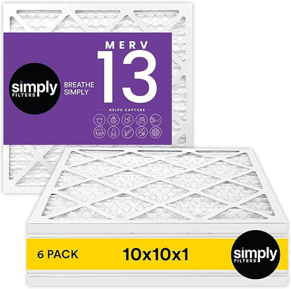 Simply 24x24x1 Air Filter, MERV 13, 6 Pack, For Home AC Furnace & HVAC (Actual Size: 23.75"x23.75"x0.75") DUST, Pet, & Allergy Control