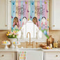 Swag Curtain Valances for Kitchen Windows,Happy Easter Rabbit Butt Egg on Daisy Leaf Short Rod Pocket Window Valance,Bufferfly on Wood Barn Swag Topper for Bedroom Living Room,2 Panels 36x45in