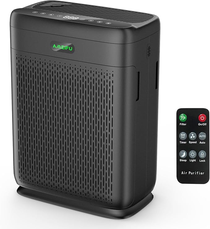 Air Purifiers for Home Large Room with Remote Up to 3000 Sq Ft, H13 Hepa Double-Sided Air Filter Purifier with PM 2.5 Display Air Quality Sensor, Washable Pre-Filter Air Cleaner for Dust, Pets, Smoke
