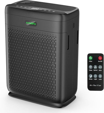 Air Purifiers for Home Large Room with Remote Up to 3000 Sq Ft, H13 Hepa Double-Sided Air Filter Purifier with PM 2.5 Display Air Quality Sensor, Washable Pre-Filter Air Cleaner for Dust, Pets, Smoke