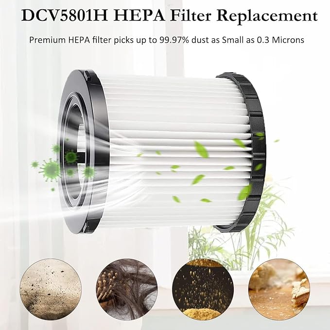 4 Pack DCV5801H Wet/Dry Vacuum HEPA Replacement Filter Compatible with DeWalt DCV580 & DCV581H, Reusable and Washable