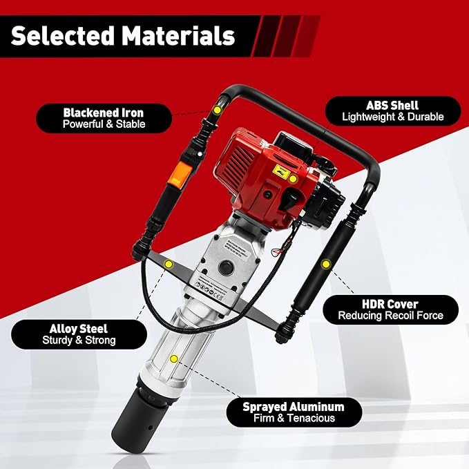 Gas Powered T-Post Driver, 1900W 52CC T Post Pounder Driver Heavy Duty Gasoline, 2-Stroke Fence Farm Push Pile Gasoline Engine Kit for Fence Post Construction Site