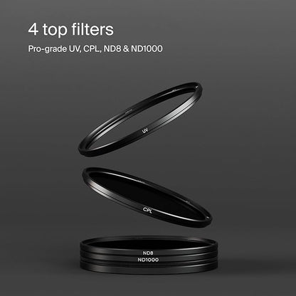 Urth 62mm 4-in-1 Magnetic Lens Filter Kit (Plus+) -UV, CPL, Neutral Density ND8, ND1000, Multi-Coated Optical Glass, Ultra-Slim Camera Lens Filters