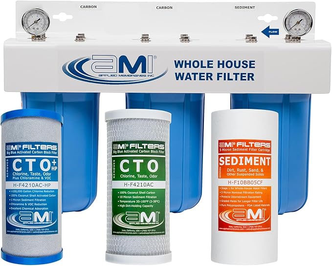 Applied Membranes Inc. 3-Stage Whole-House Water Filter System with 10-Inch Sediment and Carbon-Block Filters