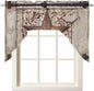 Country Star Swag Kitchen Curtains Valance and Tier Set, VintageRust Yellow Star Berry Beige Barn Gate Light-Filtering Swag Valance, Rod Pocket Short Curtain for Bedroom Cafe, 56x36 inches