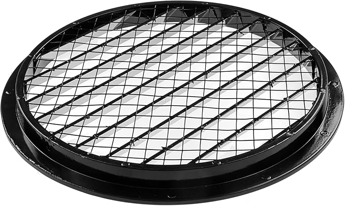 Repa Market 10" Inch Aluminum Black Soffit Air Vent Cover - Louvered Round Gable Vent with Mesh Screen - Exhaust/Intake Ventilation Grill for House, Attic, Bathroom - Outdoor Metal Duct Grate