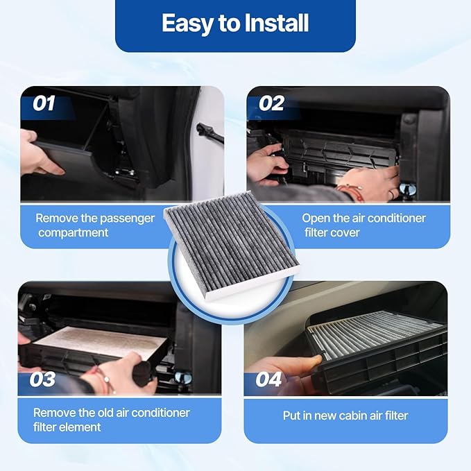RUITO Cabin Air Filter, Compatible with Accord, Civic, Odyssey, Passport, CR-V, Pilot, Ridgeline, ILX, MDX, TSX, RDX, RLX, TLX, TSX, ZDX, CSX, TL, Replacement for CF10134, CP134