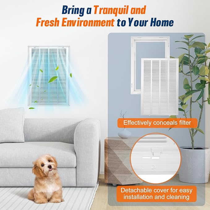 Fancat Return Air Filter Grille for 16x25 Ducts, Steel Air Vent Cover with Removable Door for 1" Filters | Fits Sidewall & Ceiling | Outer Size: 18 5/8" W x 27 5/8" H
