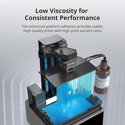 ANYCUBIC Water Washable 3D Printer Resin 2.0, 405nm High Precision 3D Resin, Low Shrinkage Photopolymer Resin for 4K/8K/12K Capable LCD DLP Resin 3D Printer Printing (Clear Blue, 1000g)
