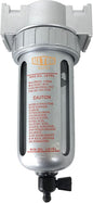 1/2" NPT MID FLOW Particulate Filter/Water Trap For Air Compressor Compressed Air Lines, 5u With Poly Bowl And Metal Bowl Guard (MANUAL DRAIN)
