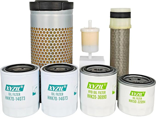 Service Filter Set Compatible with Kubota RTV1140CPX w/ D1105-E3 Engine Utility Vehicle T0270-16320 HH150-32094 12581-43012 HHK20-36990 HHK70-14073 Outer Inner Air Lube Oil Hydraulic HST