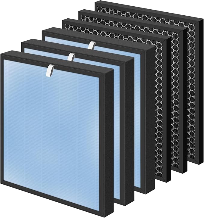 HSP001 True HEPA Filter Replacements for Hathaspace Air Purifier Filters HSP001,4 in 2 H13 True HEPA Filter with Activated Carbon Pre-Filter,3 Pack