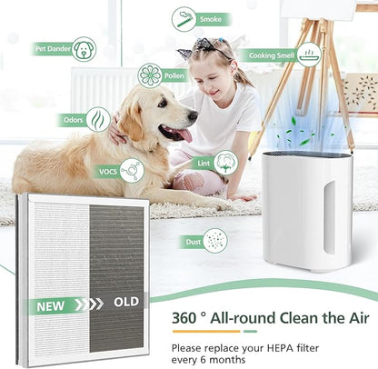 2 Pack 3-in-1 HEPA Replacement Filter Compatible with Pure Enrichment PureZone Air Purifier Part No. PEAIRPLG