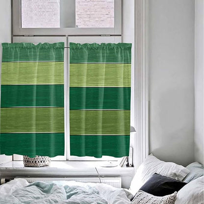 Farm Retro Green Wood Grain Window Valance Curtains, Rustic Wooden Plank Texture Light Filtering Kitchen Valance with 3-inch Rod Pocket for Living Room Bathroom Bedroom,2 Panel,52x54In