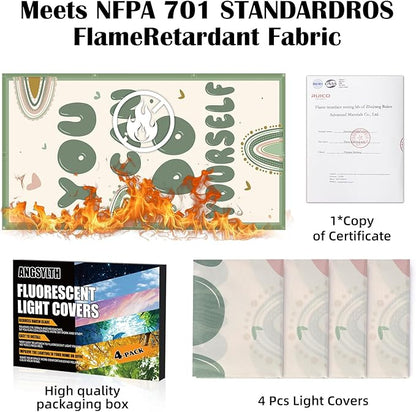 4 Pcs Fluorescent Light Covers - Classroom, Office 4 x 2 Feet Flame Retardant Magnetic Covers for Ceiling Lights Filters (Bohemia-1234)