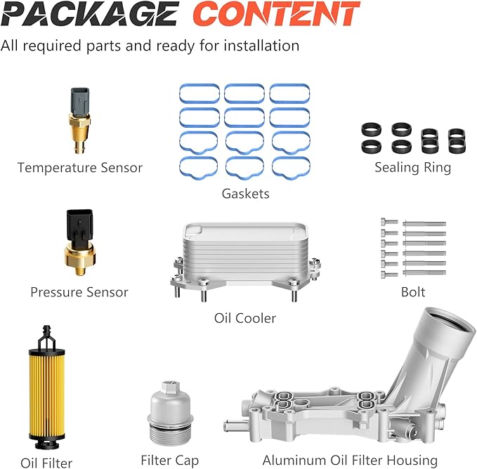 926-876 All Aluminum Engine Oil Filter Housing with Oil Cooler Sensors and Gaskets Fit for 2011-2016 Dodge Journey Charger Challenger Caravan Durango Avenger, Wrangler Grand Cherokee