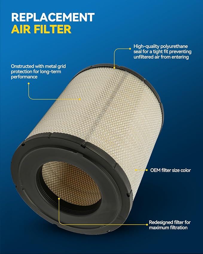PHILTOP Engine Air Filter P527682 Compatible with Freightliner Columbia, Century Class, Argosy, Condor, Coronado Replaces AF25139M AF4908, P185069, LAF1849, RS3518, AF2120, 46556