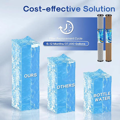 ICEPURE 20" x 2.5" Whole House CTO Carbon Water Filter Cartridge, 2-Stage Activated Carbon Block and KDF Heavy Metal Removal Filter Combo Kit Replacement for 20 Inch Water Filter System, 1 Pack