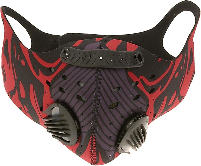 ASA TECHMED Reusable Dual Air Breathing Valve Face Mask Cover with Activated Carbon Filter (Tactical Red)