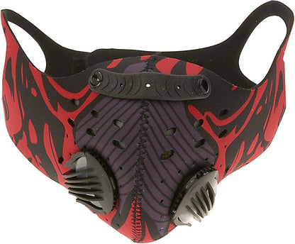 ASA TECHMED Reusable Dual Air Breathing Valve Face Mask Cover with Activated Carbon Filter (Tactical Red)