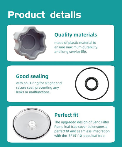 SF15110 Pool Leaf Trap Cover Lid,with O-Ring&Valve,Compatible with Intex 12 Inch Sand Filter Pumps,Sand Filter Replacement Partsfit for Intex SF15110 28948EH ECO15110-2 Models