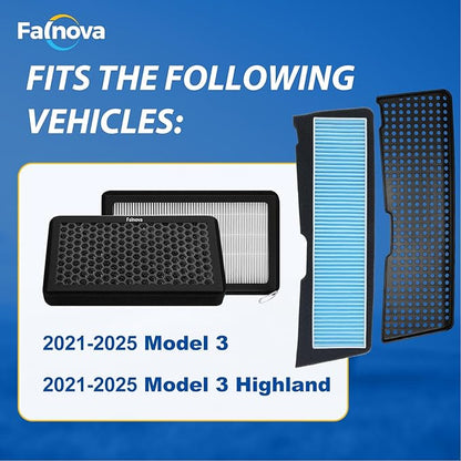 Compatible with Tesla Model 3 2021-2025 Front Trunk & Cabin Air Filter Kit — Includes Tools & Guide