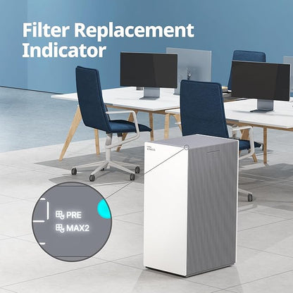 COWAY Air Purifiers for Large Room Whole Home Up to 4,253ft², 2 Sets of XL Washable Pre-Filters and HEPA Filters for Dual Purification, AQI, Turbo Mode, Timer, Wheels, 5yr Warranty, ProX(W)