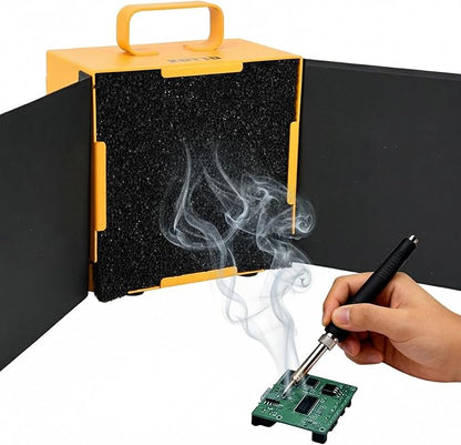 KOTTO Solder Smoke Absorber New with Removable Magnetic Flaps Remover Fume Extractor Smoke Prevention Absorber DIY Working Fan for Soldering Station (Yellow)