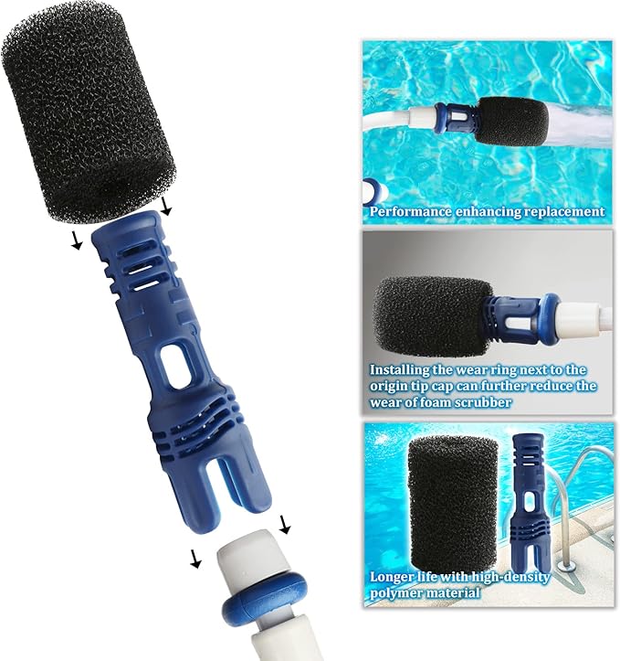 Tail Sweep Pro with Scrubber, Tail Sweep Pro TSP10S Replacement for Polaris 280, 380, 360, 3900 Sport, 180, 1 Tail Sweep Pro with 6 Foam Scrubber for Polaris Pool Cleaner Parts