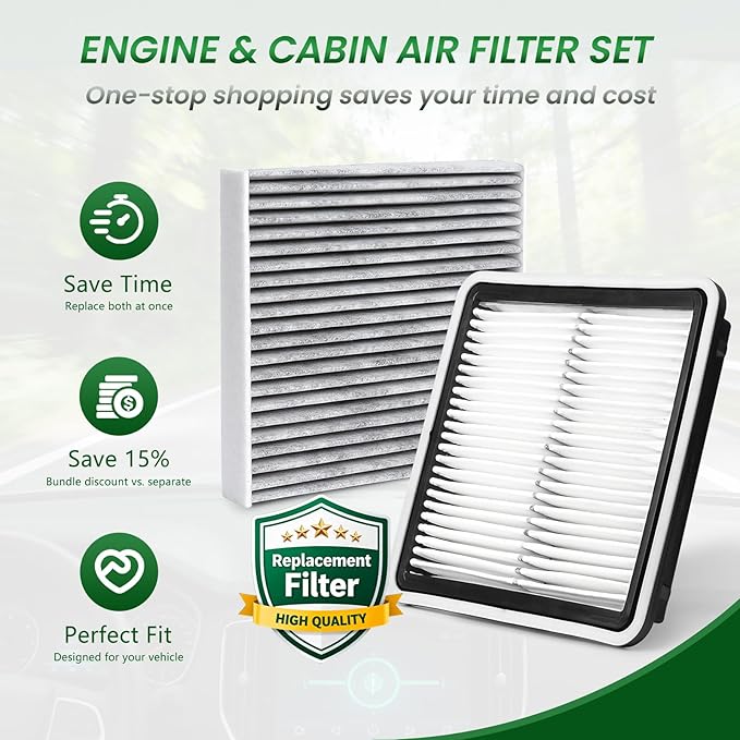 Engine Cabin Air Filter kit for SUBARU LEGACY 2010-2019, SUBARU OUTBACK 2010-2019, Replace for CF10285 CA9997