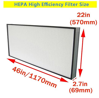 Laminar Flow Hood Filter Replacement Unit Replacement HEPA Filter Compatible with FFU Fan for Air Flow Clean Bench Class 100/ISO 5 Cleanliness 46x22x2.7in Size