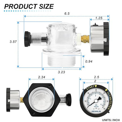MEANLIN MEASURE 273564Z Manual Air Relief Valve Replacement for Pentair for Triton II, Triton C, TR100C and TR140C Pool Spa Sand Filters with 60Psi Steel Start and Clean Filter Pressure Gauge
