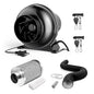 InfiniPower 4 Inch 195 CFM Inline Ventilation Fan 4" Air Carbon Filter, 4" 8 Feet Black Ducting and Rope Hanger, Combo for Grow Tent, Greenhouse, Kitchen