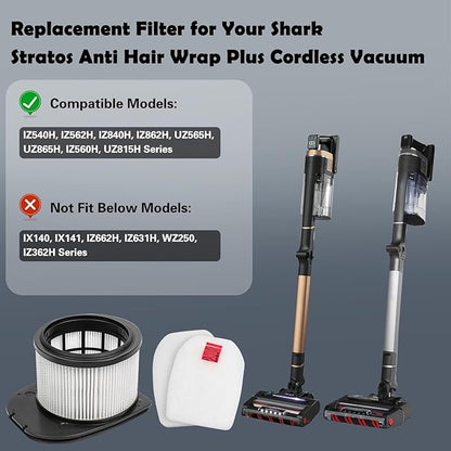 VIEWALL Filter Replacement for Shark Stratos IZ540H, IZ562H, IZ840H, IZ862H, UZ565H, UZ865H, IZ560H, UZ815H Cordless Vacuum, Part XFFKIZ700 & XPSMFIZ700, 2 HEPA 4 Foam Felt Filter
