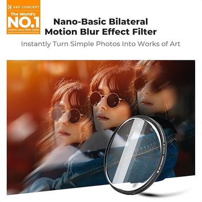 K&F CONCEPT 58mm Bilateral Blur Ghost Motion Filter Super Speed Effects for Camera Lens Clear Optical Glass with Cleaning Cloth