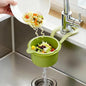 JOMCYDM Kitchen Sink Basket, Faucet Hanging Draining Basket, Kitchen Waste Catcher Hands-Free Press to Empty, Prevents Clogs & Messy Scraping (Green)