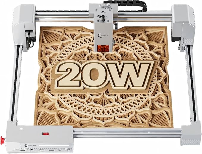JL9 20W Laser Engraver and Cutter with Air Assist, Laser Engraving Machine for Wood Metal Acrylic Glass Stone, Powerful DIY CNC Laser Cutter 11.8" x 11.8" 20000mW Class1