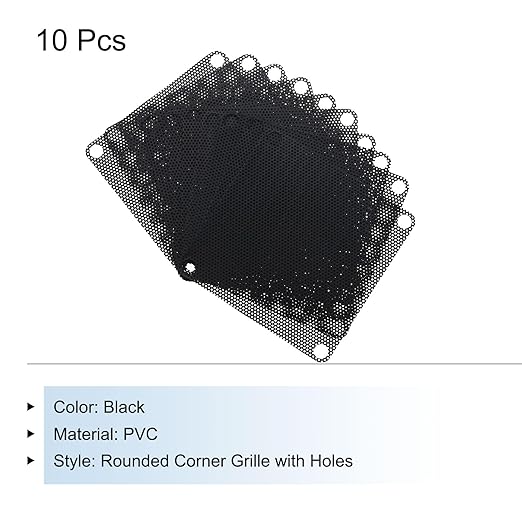 MECCANIXITY 10PCS PC Dust Filter, 60mmx60mm PVC Computer Case Cooler Dustproof Mesh Cover Fan Grills for Computer Chassis Speaker, Black