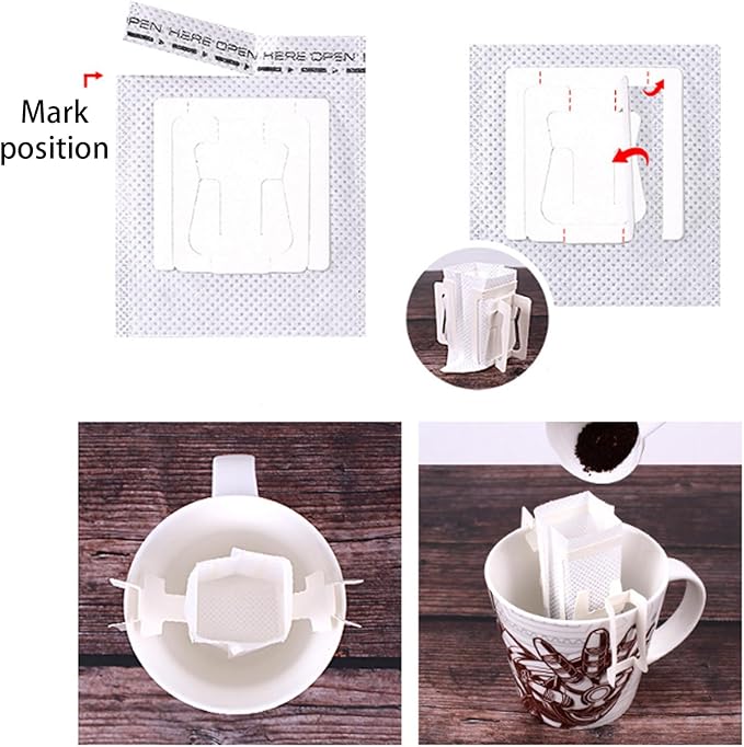 Pack of 50 Portable Hanging Ear Drip Coffee Bag, Single Serve Disposable Coffee Filter Paper Bag for Travel, Compatible with Outside Diameter Less Than 9 cm Various Coffee Cups and Utensils