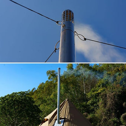 FIREHIKING 2.36" Spark Arrestor Stove Pipe with Filter Chimney Cap Screen for Camping Exhaust