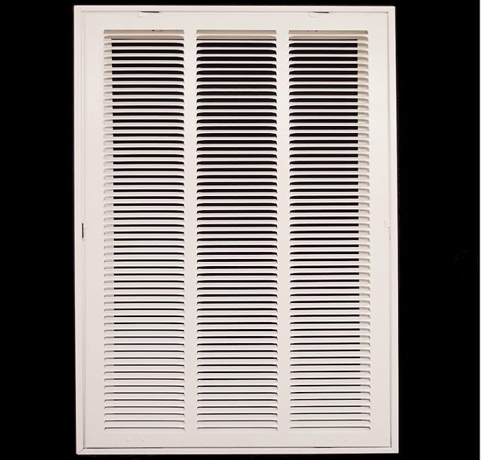HVAC Premium 14" X 24 Steel Return Air Filter Grille for 1" Filter - Fixed Hinged - HVAC Duct Cover - Flat Stamped Face - White [Outer Dimensions: 16 5/8" X 26 5/8"]