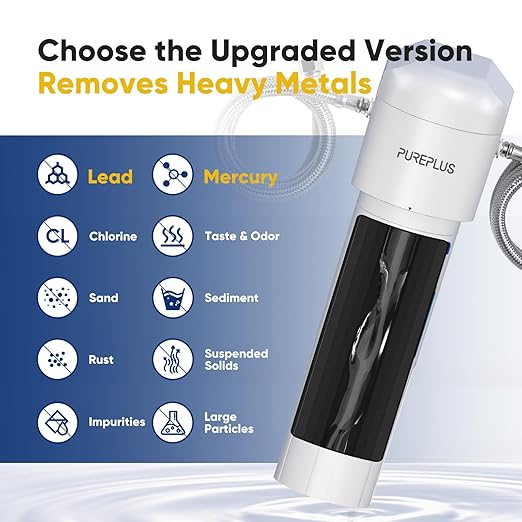 PUREPLUS Under Sink Water Filter System, 22000 Gallons, 99.99% Chlorine Reduction, NSF/ANSI 42 Certified,Removes Heavy Metals,Chlorine, Direct Connect Under Counter Water Filtration System