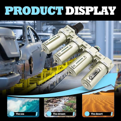 3/4" NPT Industrial Grade 4 Stage Gas Drying System, Coalescing Filter, Desiccant Dryer, Auto Drain, Compatible with Paint Spray, Plasma Cutter (Manual Version,3/4" NPT)