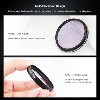 Astromania Telescope Moon Filter 2 Inch, Moon Skyglow Filter Reduces Moon Glare and Enhances Lunar Crater Details, Eyepiece Accessory for Astronomy Beginner, Works with Telescope Accepts 2" Eyepieces