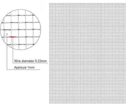20 Mesh Stainless Steel Woven Wire, High-Density Ventilation Protecting Mesh, Rodent & Pest Proof Screen for Air Vents, Garden Enclosures, Window Screens, HVAC Filters