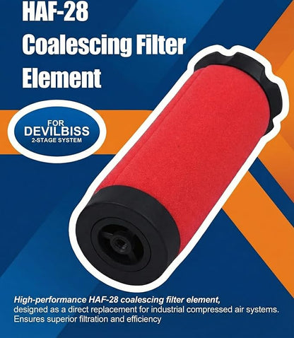 HAF-28 Coalescing Filter Element Replace 190845 Compatible with DeVilbiss 2-Stage System
